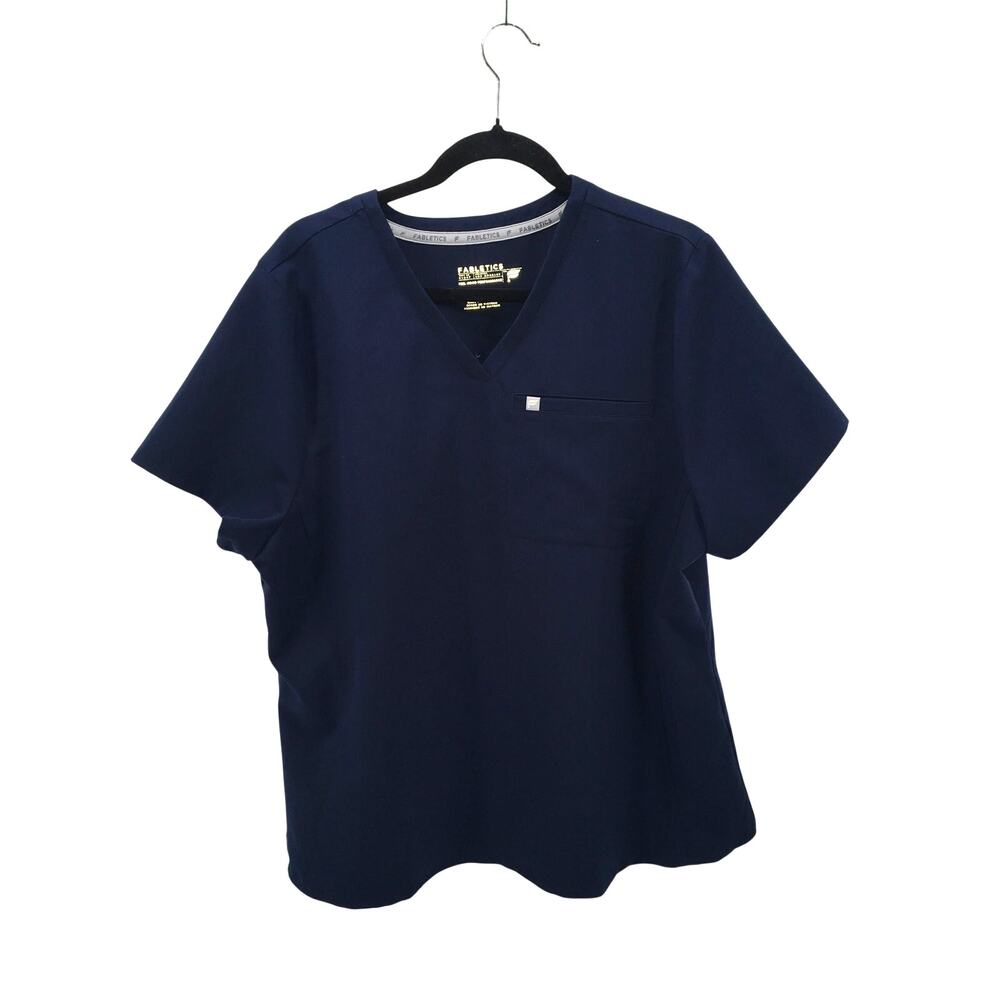 Fabletics Vital 1 Pocket Scrub Top Navy Blue XXL/1X Nursing Medical Healthcare